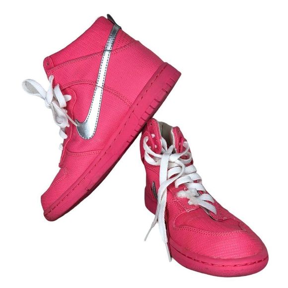 Nike Dunk High‎ Premium Pink Flash Metallic Shoes - Picture 1 of 8